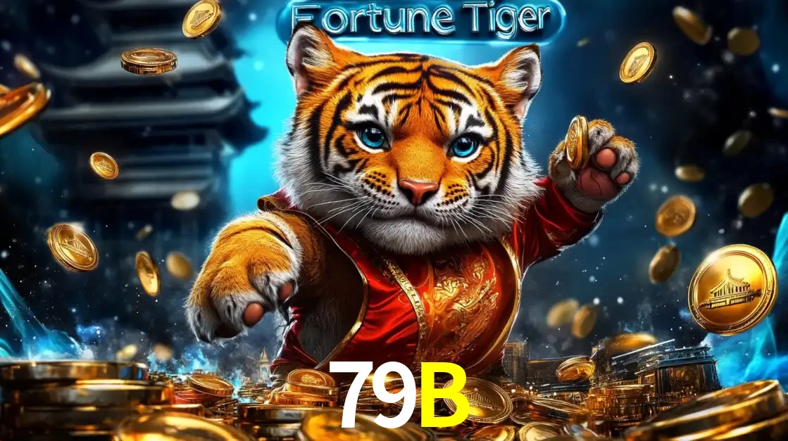 Imagem promocional do jogo de slot Fortune Tiger, com um tigre majestoso em traje tradicional cercado por uma fortuna em moedas de ouro, disponível agora no cassino 79B.